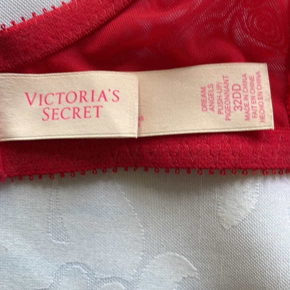 Victoria’s Secret Dream Angels push up red lace underwire padded bra Sz 32DD - Picture 5 of 6